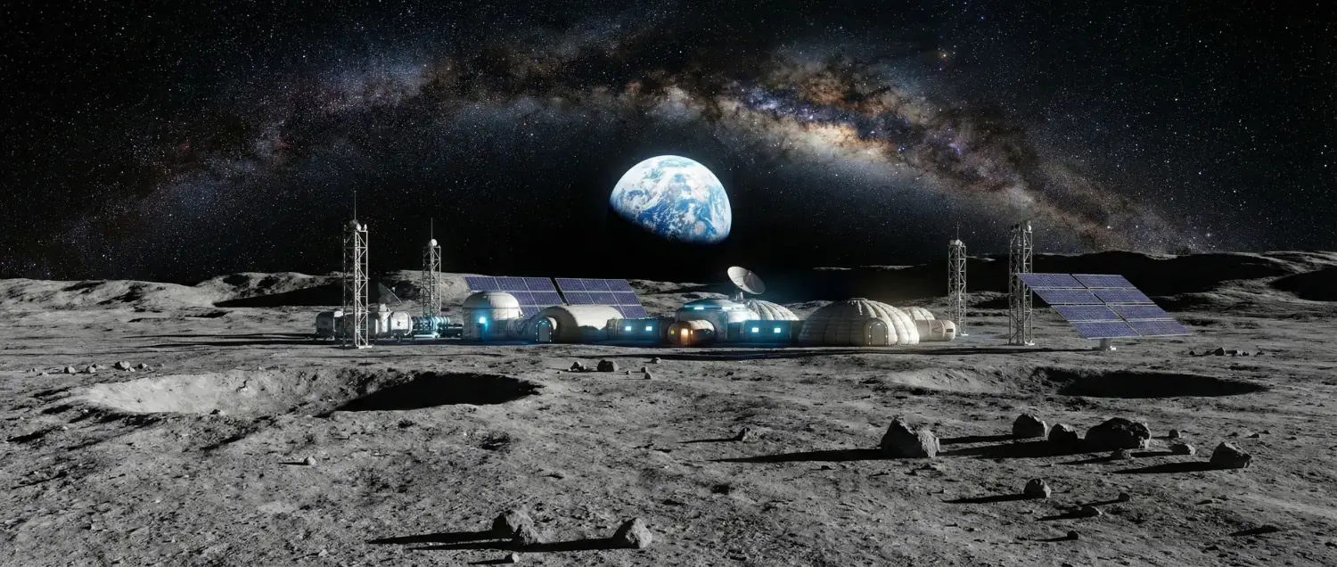 Lunar surface with Earth in background
